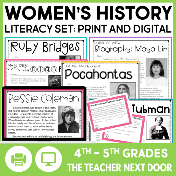 Women's History Literacy Set for 4th and 5th Grades