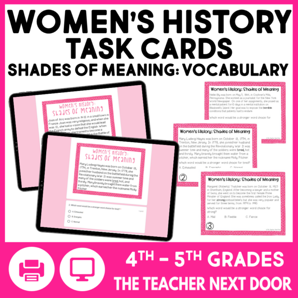 Women's History Task Cards for Upper Elementary
