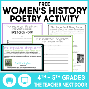 Women's History Poetry Activity Freebie