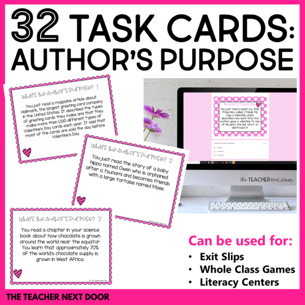 Valentine's Day Literacy Set for 4th - 5th Grades with 32 Task Cards