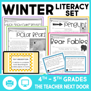 Winter Literacy Set for 4th and 5th grades