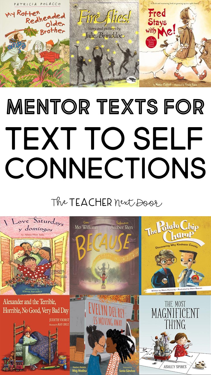 Mentor Texts for Text to Self Connections Book Images Pin