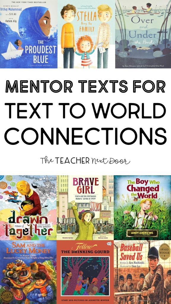 Mentor Texts for Text to World Connections Book Images Pin
