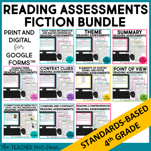 Reading Assessments 4th Grade Fiction Bundle