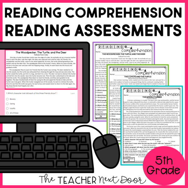 Reading Comprehension Standards-Based Reading Assessments for Fiction 5th Grade