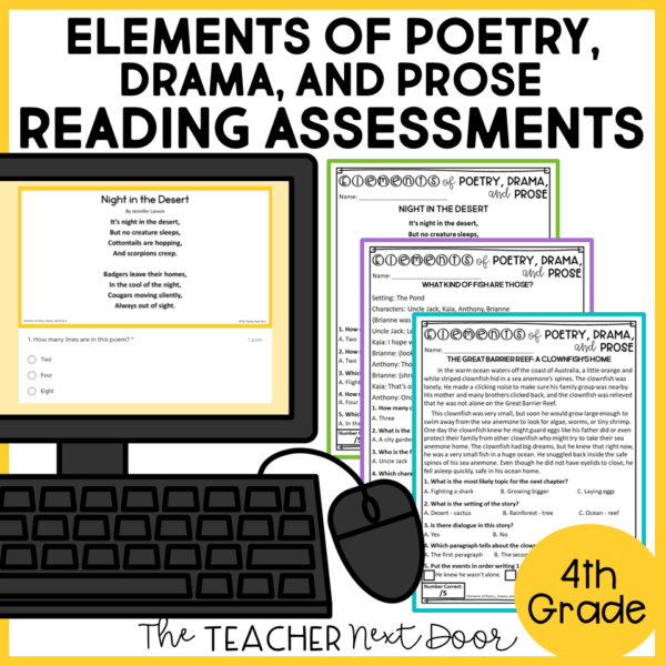 Elements of Poetry, Drama, and Prose Standards-Based Reading Assessments
