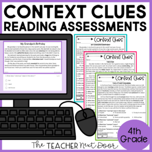 Context Clues Standards-Based Reading Assessments Fiction 4th Grade