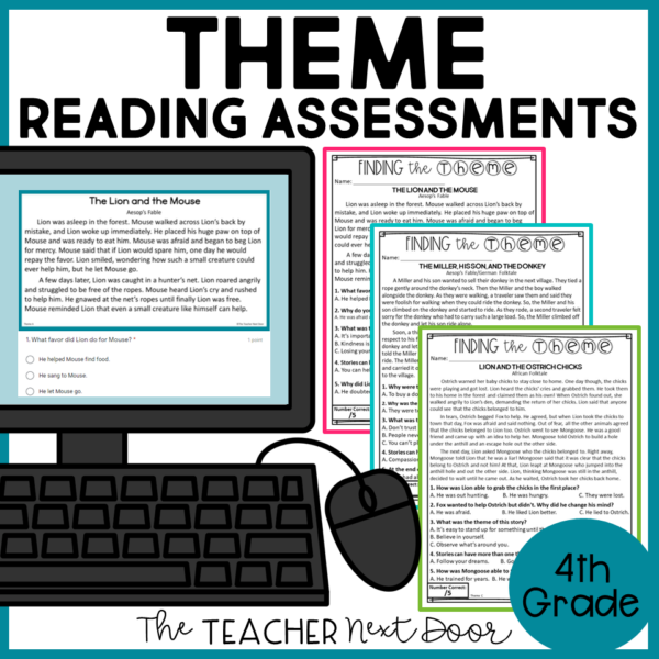 Theme Standards-Based Reading Assessments Print and Digital 4th Grade