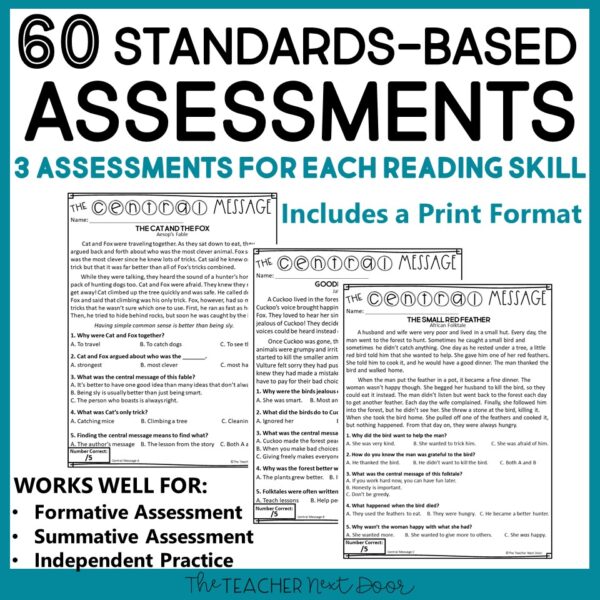 Standards-Based Reading Assessments Fiction and Nonfiction Bundle 3rd Grade