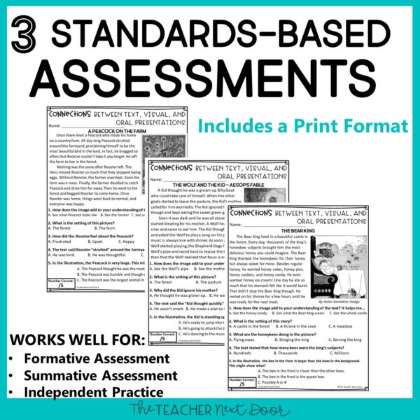 Connections Between Text and Visual Presentations Standards-Based Assessments 4th Grade