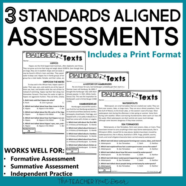 Paired Texts Standards-Based Reading Assessments Nonfiction 4th Grade