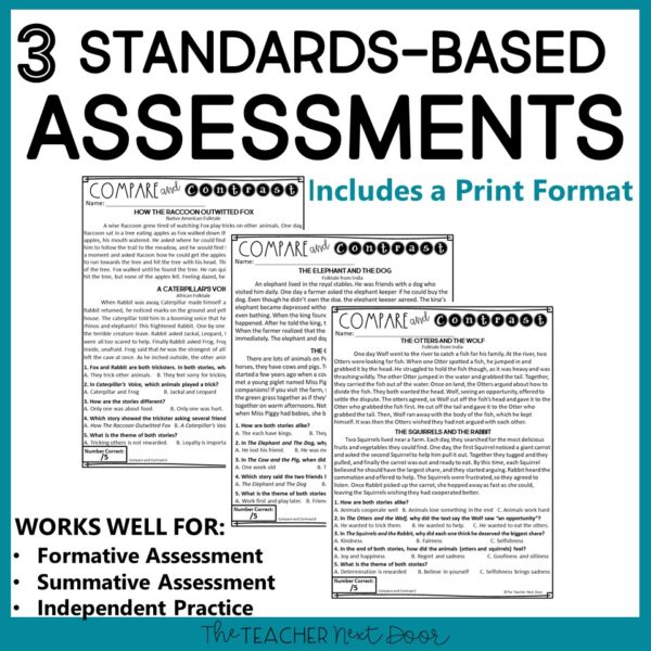 Compare and Contrast Standards-Based Reading Assessments for Fiction 5th Grade
