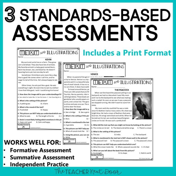 Text and Illustrations Standards-Based Reading Assessments Fiction for 3rd Grade