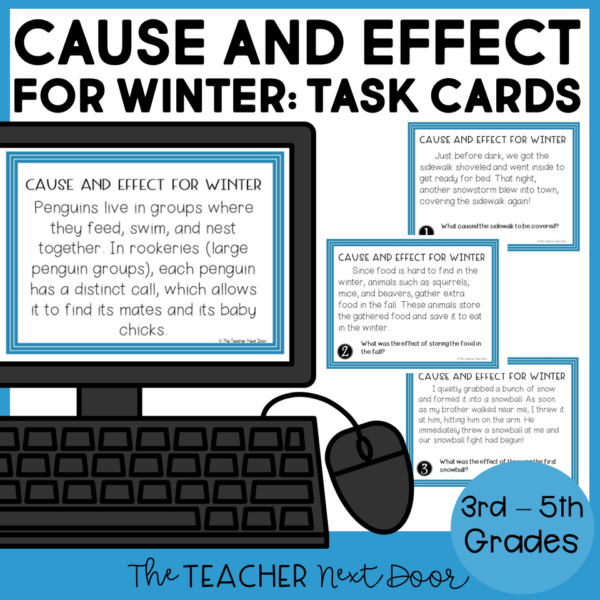 Cause and Effect for Winter Task Cards in print and digital