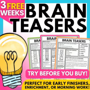 Free Brain Teasers for 3rd - 5th Grades