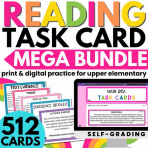 This set of 512 reading task cards are perfect to practice reading skills in 4th and 5th graders