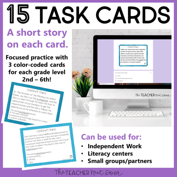 FREE-Context-Clues-Print-and-Digital-Task-Cards-for-2nd-6th -Grades-by-The-Teacher -Next-Door