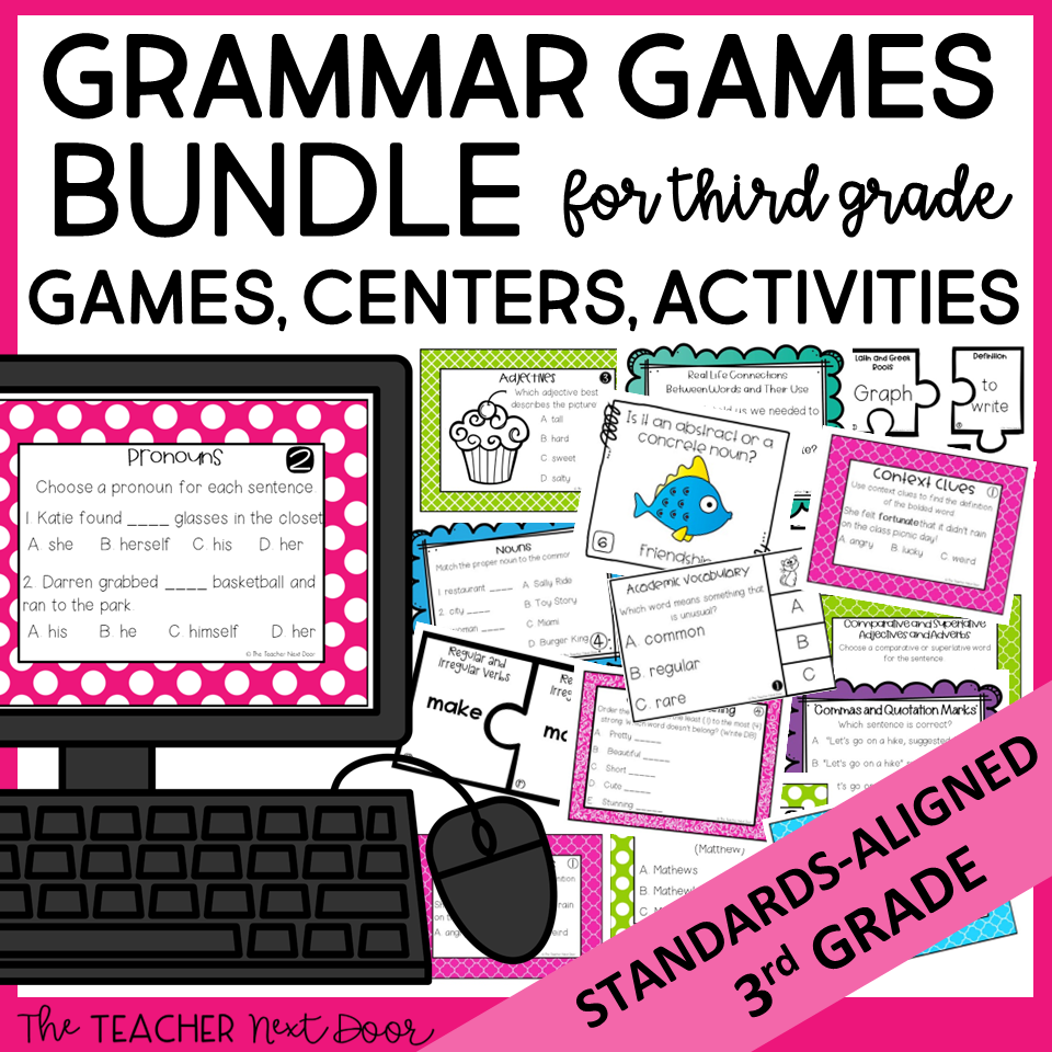 3rd Grade Yearlong Grammar Games Bundle
