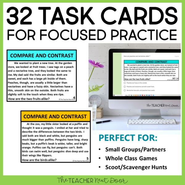 32 Task Cards for Compare and Contrast for Fiction