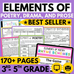 Elements of Poetry Drama and Prose for 3rd - 5th Graders